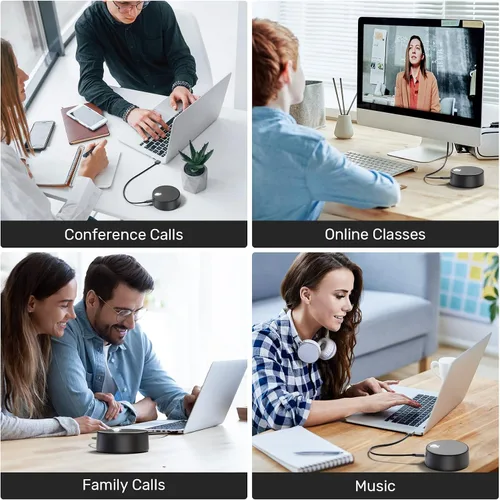 Vista 6 de Altavoces USB para computadora con micrófono, altavoz para computadora portátil, 2 modos de sonido Recogida de voz mejorada manos libres