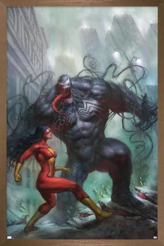 Vista 14 de Trends International Marvel Comics-Spider-Woman-Venom #161 - Póster de pared, 14.725 x 22.375 pulgadas, versión enmarcada de madera de granero