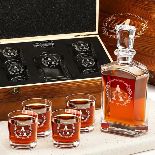 Vista 11 de Juego de decantador de whisky personalizado para el 250 aniversario Rocks, regalo de independencia de Estados Unidos 250 para hombres, nombre