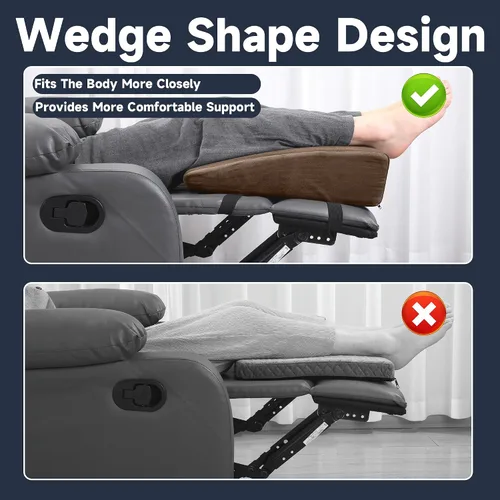 Vista 3 de MABOZOO Almohada de Cuña para Piernas de Sillón Reclinable, Cojín de Espuma Extra Grande para Reposapiés con Correas Ajustables, Extensor de Café
