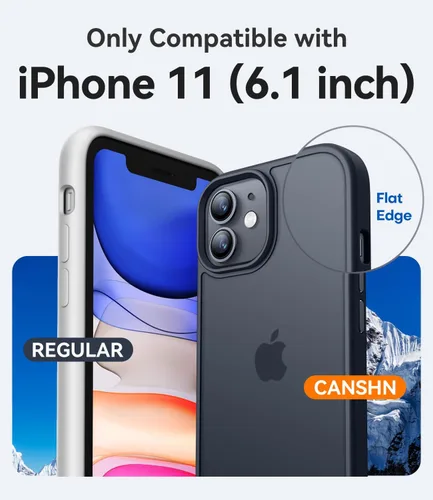 Vista 2 de CANSHN Compatible mate con iPhone 11 [Certificado de caída militar] Funda de teléfono con parte trasera translúcida, antihuellas - Negro helado