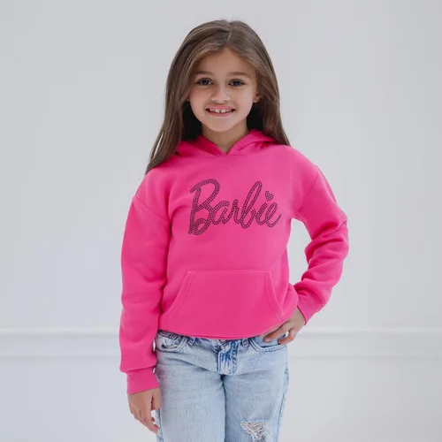Vista 2 de Barbie Sudadera con capucha de forro polar para niñas pequeñas y grandes