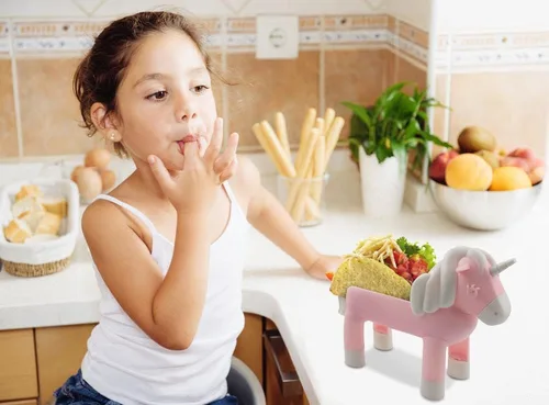 Vista 6 de Paquete de soporte para tacos de unicornio con soporte de tacos de dinosaurio azul para niños