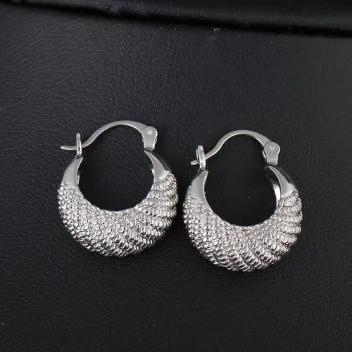 Vista 5 de Yazilind - Pendientes de aro con diseño simple de 14 quilates para mujer