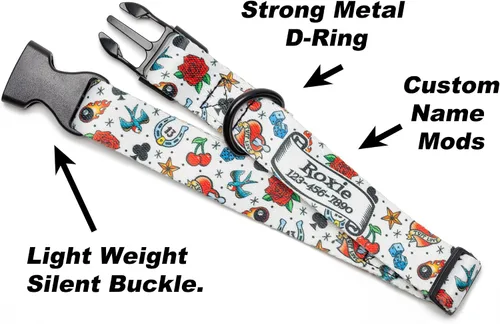 Vista 4 de Tattoo Dog Collar Personalized Custom (X-Small 5/8)