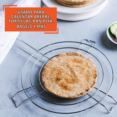 Vista 4 de IMUSA USA IMU-6000800 - Parrilla Arepa de 9.5 pulgadas, color plateado