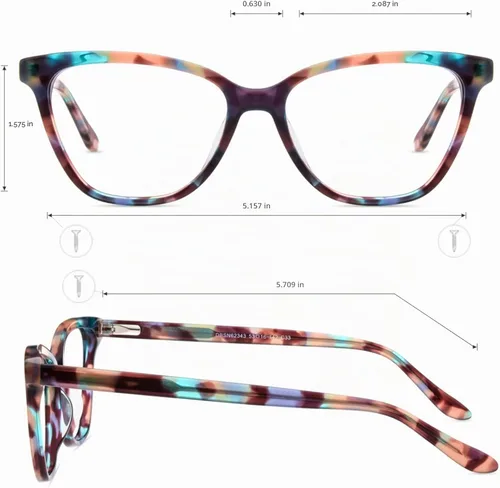 Vista 5 de Firmoo - Gafas con bloqueo de luz azul para lectura de computadora, diseño de ojo de gato, marco de acetato para mujeres con bisagra de resorte