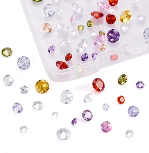 Vista 8 de Craftdady 5500 diamantes de imitación de cristal facetado de 0.079 pulgadas, 11 colores puntiagudos en la parte posterior, piedras natales