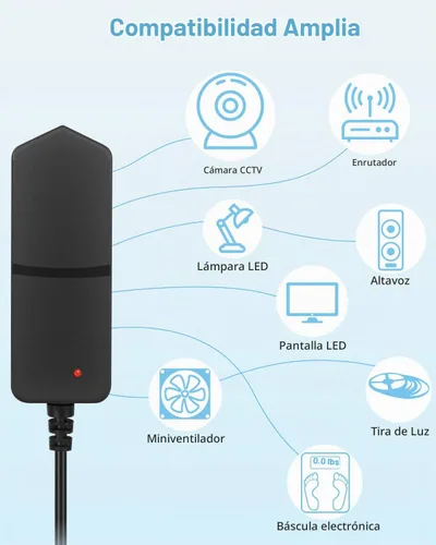 Vista 2 de Adaptador de CA a CC de fuente de alimentación de 5V 2A, Negro