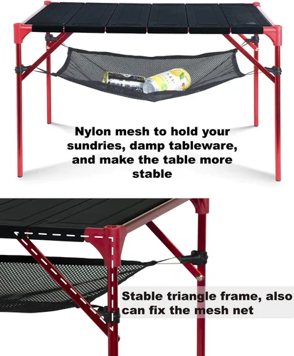 Vista 7 de Mesa plegable extensible, área de mesa grande, ultraligera, compacta con mesa hueca y bolsa de transporte para camping, mochilero, playa, concierto