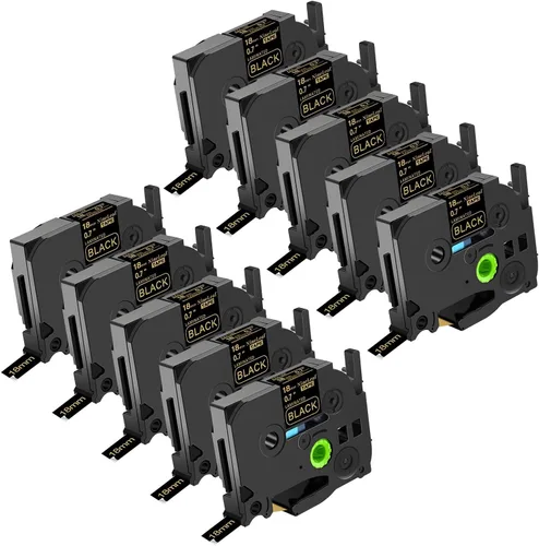 Vista 12 de NineLeaf Paquete de 10 cintas compatibles con Brother TZe-334 TZe334 TZ-334 TZ334 de 0.472 in, 1/2 pulgadas, 0.47 pulgadas, oro sobre negro, trabajo