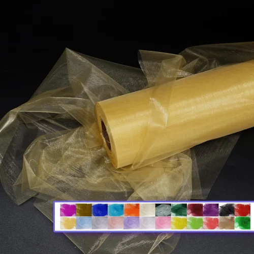 Vista 24 de Rollos de tela de tul de organza, organza cristal de 12" por 50 yardas (150 pies), carrete de malla de nailon transparente sedoso y brillante