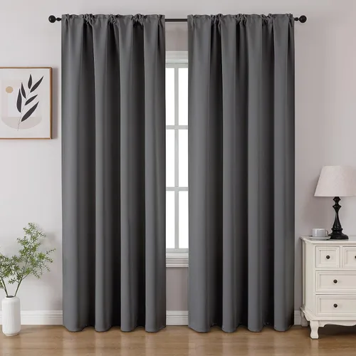 Vista 59 de CUCRAF - Cortinas opacas beige de 45 pulgadas, juego de 2 paneles con bolsillo para barra, cortinas para oscurecer dormitorios y sala de estar
