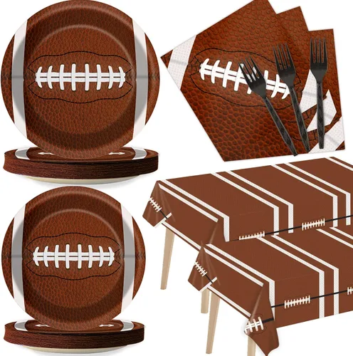 Vista 8 de Juego de platos y servilletas para fiesta de fútbol para 24 invitados, manteles desechables de fútbol deportivo, decoración para fiesta de fútbol