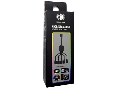 Vista 4 de Cooler Master Cable divisor ARGB de 1 a 5 V / 5 V - Compatible con RGB direccionable de 3 pines - Cable de sincronización LED para soporte