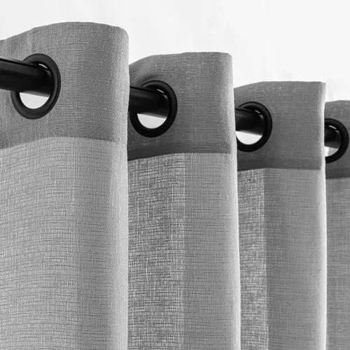 Vista 11 de Cortinas de lino natural de 96 pulgadas de largo, 2 paneles para sala de estar, cortinas de lino semitransparentes con ojales negros, cortinas