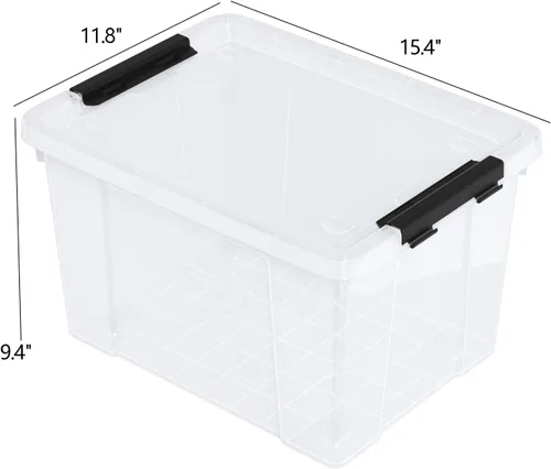 Vista 2 de Caja de almacenamiento de plástico transparente de 22 cuartos de galón con ruedas, contenedores de almacenamiento de plástico con tapas