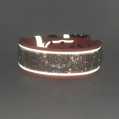 Vista 4 de Serijoars Collar de perro con diamantes de imitación, deslumbrante, suave, cómodo, reflectante, collar para perro grande, collar de diamantes