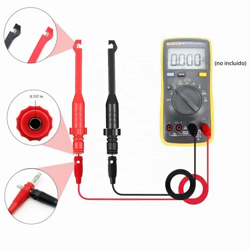 Vista 3 de Juego de 2 cables de prueba de multímetro, clip de sonda de perforación de alambre eléctrico, sondas traseras de aislamiento automotriz con enchufe