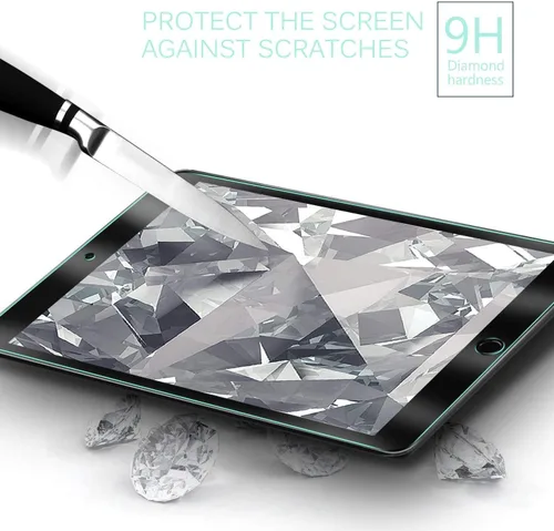 Vista 5 de Paquete de 2 protectores de pantalla para iPad de 9ª, 8ª, 7ª generación de 10.2 pulgadas, película de vidrio templado para iPad 9, 8, 7