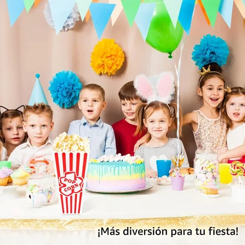 Vista 4 de RAYMEA Recipientes de plástico para palomitas de maíz, cajas reutilizables de estilo retro a rayas rojas y blancas para noche de cine de 4 x 8