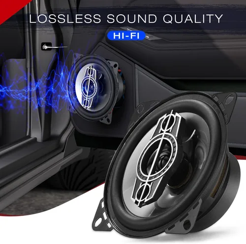 Vista 5 de Altavoces coaxiales de audio para automóvil de 4 pulgadas, 220 W máximo, 4 ohmios, tweeters con cúpula PEI, compactos para puertas delanteras