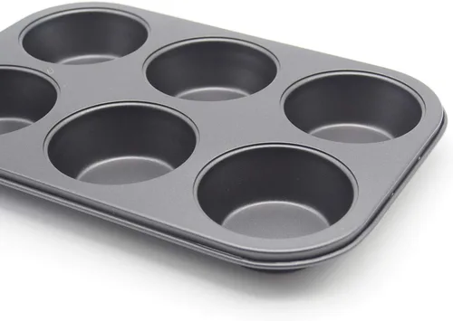 Vista 3 de Molde para magdalenas de 6 tazas para hornear cupcakes, sin palillo, acero al carbono, fácil de limpiar