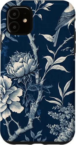 Vista 8 de Chinoiserie Floral Toile Blue and White Funda para iPhone 17