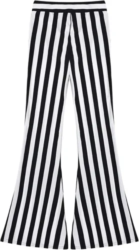 Vista 7 de TiaoBug Pantalones largos de cintura alta con rayas verticales y parte inferior de campana elástica para mujer