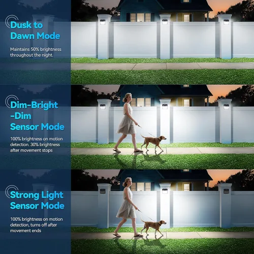 Vista 4 de Claoner - Luces solares con sensor de movimiento [128 LED/4 paquetes], luces para exterior con 3 modos de iluminación con 270° de angulo