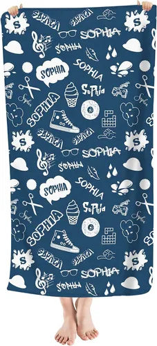 Vista 19 de Toalla de playa personalizada de dinosaurio para niños, bebés, niños y niñas con nombre de 30 x 56 pulgadas, toalla de baño con nombre personalizado