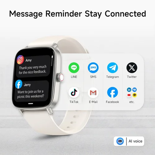 Vista 2 de Reloj inteligente para mujer, reloj inteligente HD de 1.85 pulgadas compatible con iPhone/Samsung/Android (respuesta/hacer llamadas), más de 100