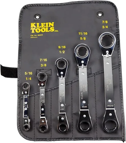 Vista 2 de Klein Tools 68245 Juego de llaves de trinquete reversibles, 5 piezas, color negro, plástico
