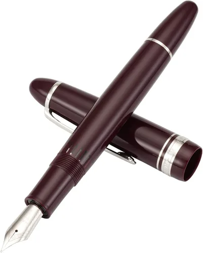 Vista 11 de erofa Majohn P136 Pluma Estilográfica de Pistón Punta Mediana con Caja, Juego de Pluma de Escritura de Resina Negra