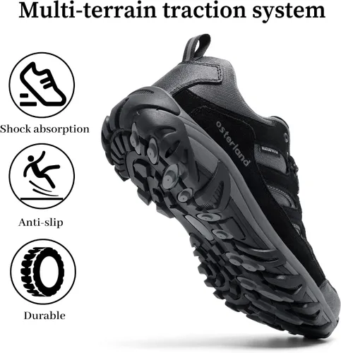 Vista 4 de Zapatos de senderismo para hombre, zapatos de senderismo para exteriores, zapatos de senderismo ligeros, impermeables, zapatos de senderismo