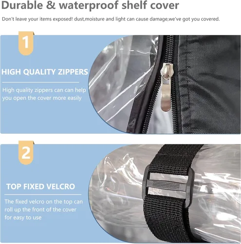 Vista 5 de Cubierta de Estante Impermeable, para Exteriores 600D de Servicio Pesado a Prueba de Polvo, Cubierta para Estantes de Almacenamiento