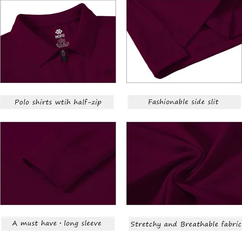 Vista 6 de JINSHI Polo de golf para mujer, de manga larga, con cremallera, deportiva, de secado rápido, atlética, casual, ajustada