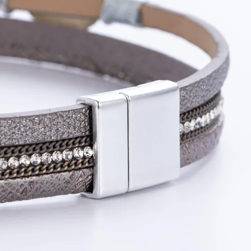 Vista 198 de FANCY SHINY - Pulsera de cuero estilo bohemio, pulsera de cuentas de cristal con cierre magnético, regalos de joyería para mujer