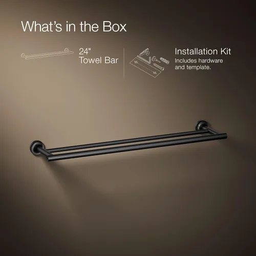 Vista 9 de Kohler 14375-BL Purist® - Toallero doble de 24 pulgadas, negro mate