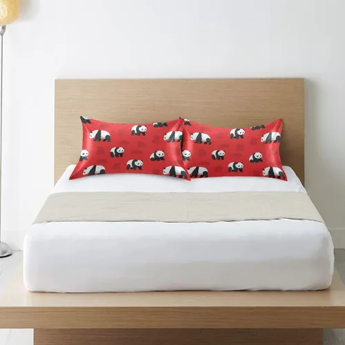 Vista 3 de Blueangle Bear Panda - Funda de almohada de satén para cabello y piel, tamaño estándar (20 x 26 pulgadas), fundas de almohada de satén con cierre