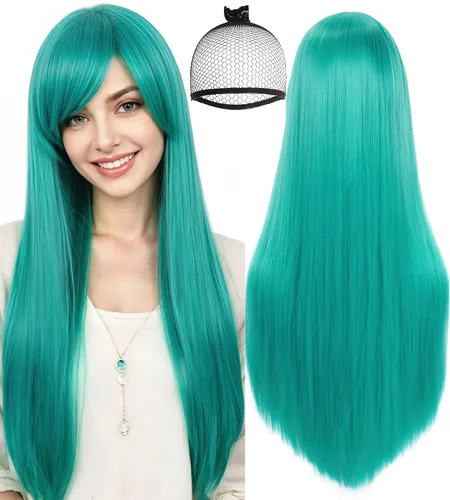 Vista 14 de anogol Vocaloid 32" 80 cm de largo recto de Cosplay peluca Pelucas Para Fiestas Halloween, Negro