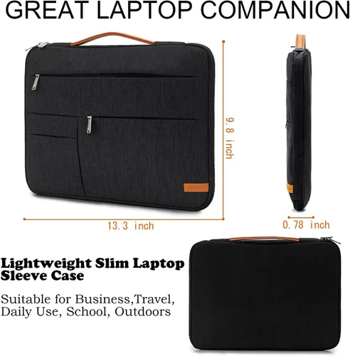 Vista 2 de KINGSLONG Funda para laptop de 13.3 pulgadas, bolsa delgada a prueba de golpes, funda de transporte para computadora compatible con MacBook Air/Pro
