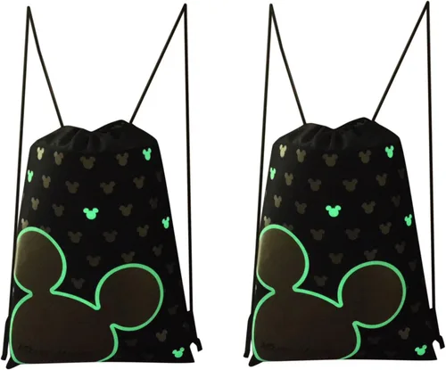 Vista 2 de Disney Mickey Mouse Glow in the Dark Mochila con cordón (4 unidades), incluye 2 cordones y 2 pulseras