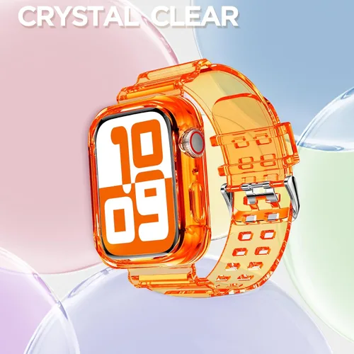 Vista 191 de DABAOZA - Correa transparente compatible con Apple Watch con estuche protector, correa deportiva de TPU con brillo para mujeres y hombres