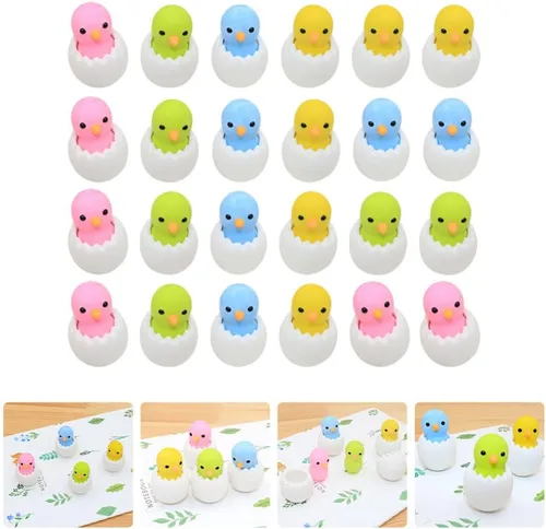 Vista 6 de NUOBESTY 24 borradores de Pascua para pollitos de Pascua, borradores en forma de pollito 3D, borradores de goma de Pascua para primavera, fiesta