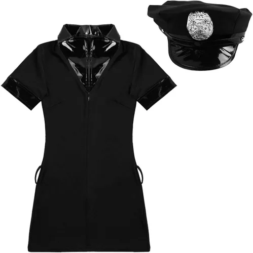 Vista 5 de TSSOE Disfraz de policía sexy para mujer, disfraz de policía sucia, disfraz de uniforme de policía