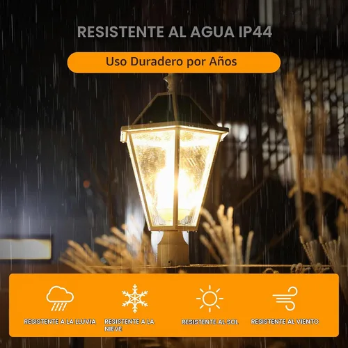 Vista 4 de LUTEC Luz de poste LED solar al aire libre, luces de calle vintage del atardecer al amanecer, 300 lm, 2700 K, luces de poste solar de aluminio Blanco
