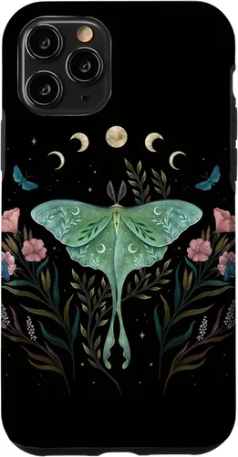Vista 28 de Funda estética Witchy Luna Moth Flower Floral Moon Phases para iPhone 12 mini