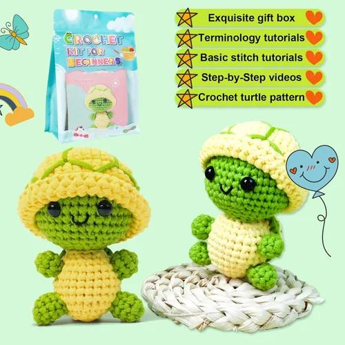 Vista 8 de YICBOR Kit de ganchillo para principiantes - Amigurumi Kits de animales de ganchillo con tutoriales en video paso a paso, juego de tejer
