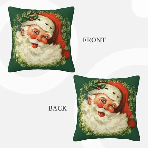 Vista 3 de San-ta Cla-us - Funda de almohada decorativa de Navidad, fundas de cojín cuadradas para sofá, cama, sofá, automóvil, hogar, decoración navideña